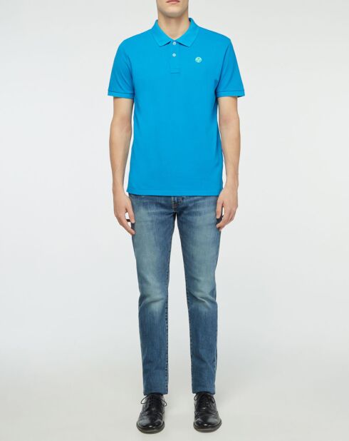 Polo piqué bleu fluo