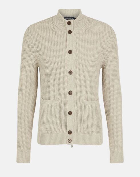 Gilet en Laine & Cachemire mélangés texturé beige