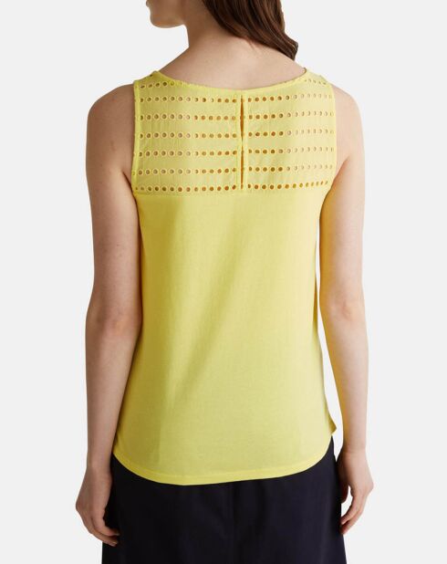 Top brodé jaune clair