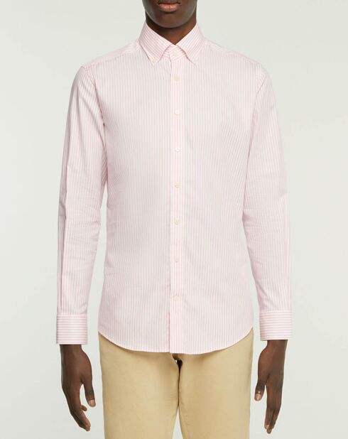 Chemise Slim Fit Strip Bat à rayures  rose