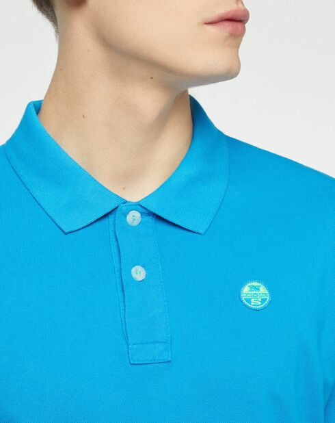 Polo piqué bleu fluo