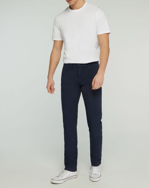 Pantalon chino slim Popplin Stretch bleu marine