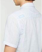 Chemise slim Carayo fines rayures bleu ciel