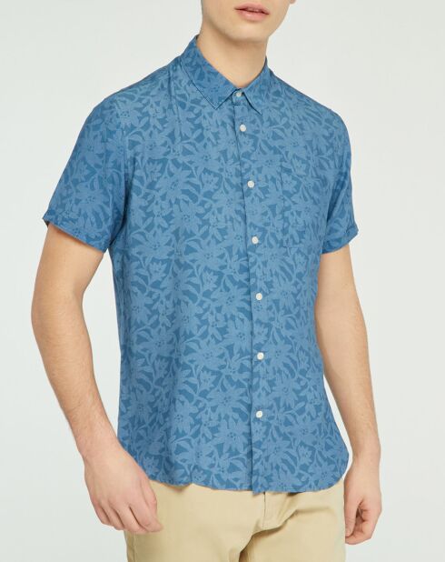 Slim overhemd van Cermid met blauwe bloemenprint