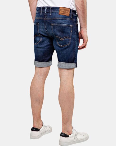 Short ajusté en denim bleu foncé