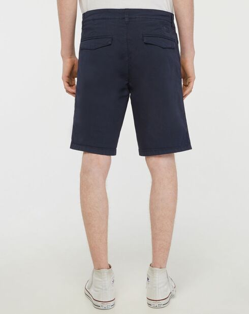 Marineblauwe slanke chinoshort van Popplin