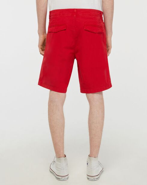 Rode slanke chinoshort van Popplin