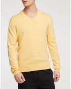 Pull en Coton & Soie col V jaune