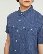 Chemise slim Carayo fines rayures bleu foncé