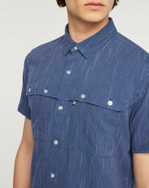 Chemise slim Carayo fines rayures bleu foncé