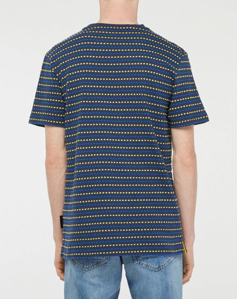 Marineblauw/geel t-shirt met stippen Moda