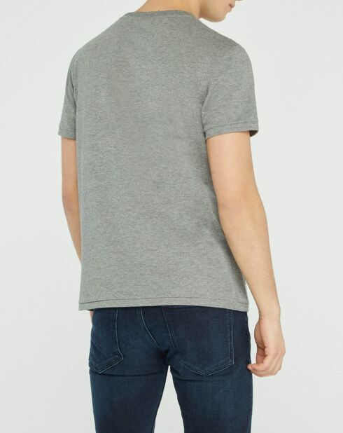 Terricgraues meliertes T-Shirt mit Motorraddruck auf der Brust