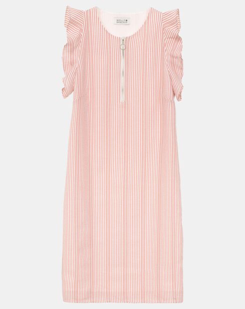 Rosa/weiß gestreiftes gerades kurzes Kleid