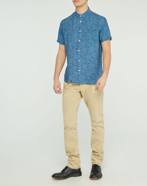 Slim overhemd van Cermid met blauwe bloemenprint