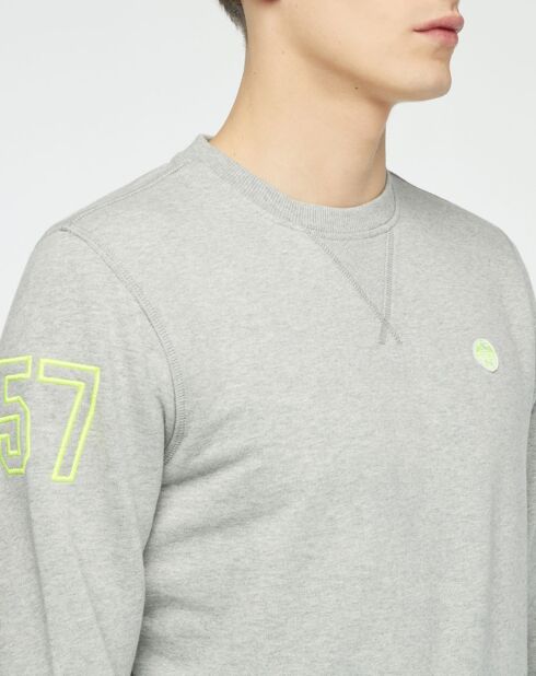 Sweat Logo Poitrine Fluo gris chiné