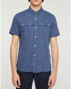 Chemise slim Carayo fines rayures bleu foncé