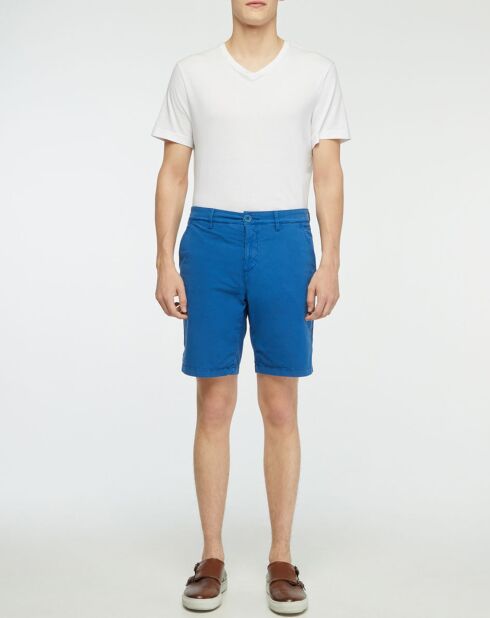 Blauwe slanke chinoshort van Popplin