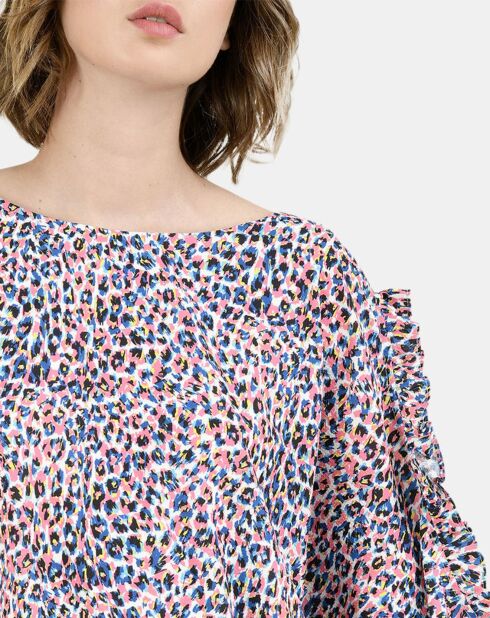 Blouse manches fantaisies imprimée multicolore