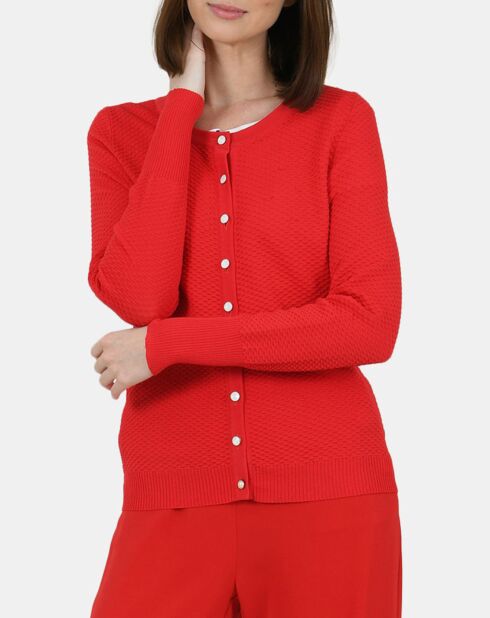 Gilet  uni boutonnée rouge