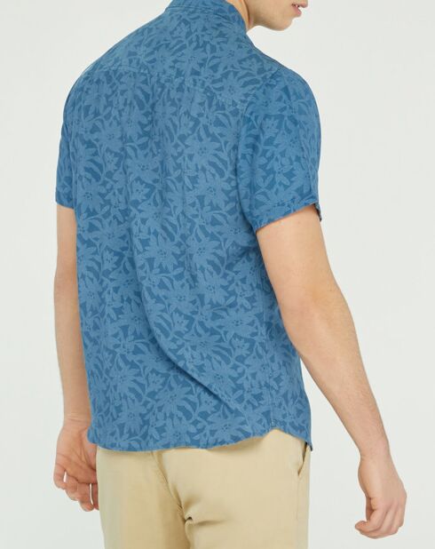 Slim overhemd van Cermid met blauwe bloemenprint
