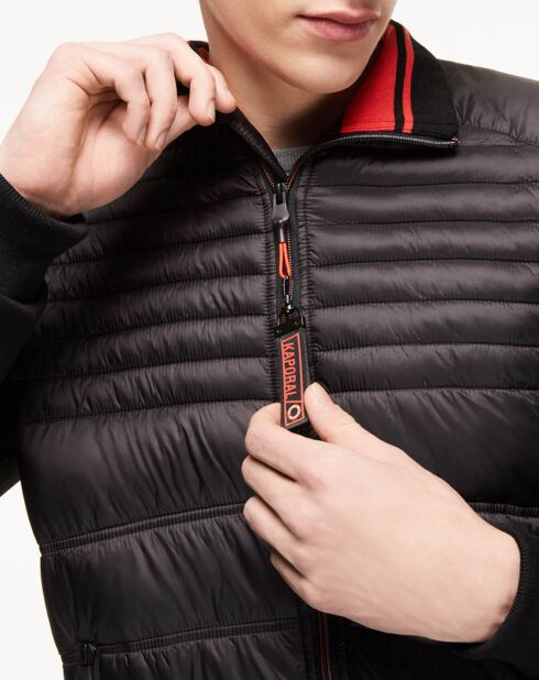 Schwarze gesteppte Jacke aus Bi-Material von Caba