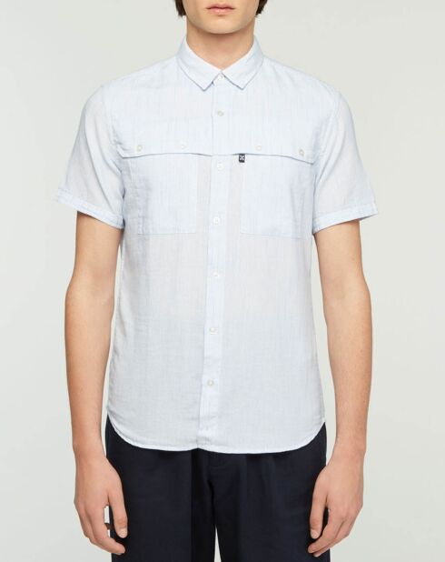 Chemise slim Carayo fines rayures bleu ciel