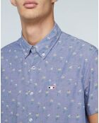 Chemise droite Churchill imprimée vélo bleu grisé