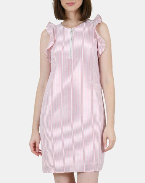 Rosa/weiß gestreiftes gerades kurzes Kleid