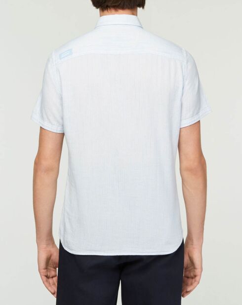 Chemise slim Carayo fines rayures bleu ciel