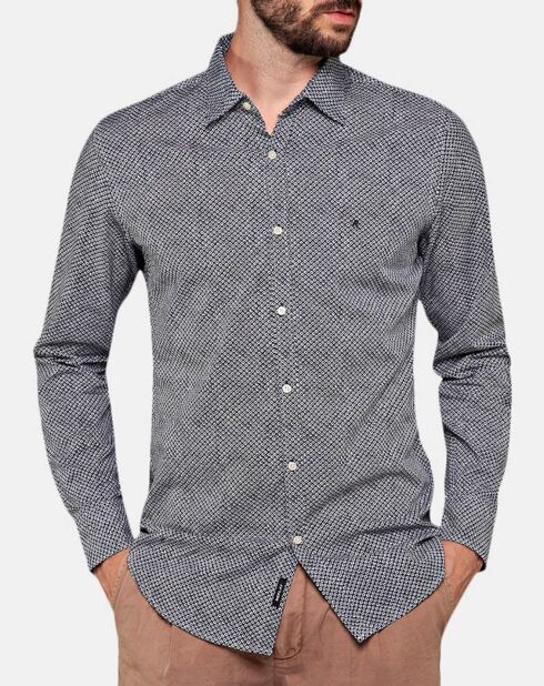 Chemise ajustée Microprint bleu/blanc