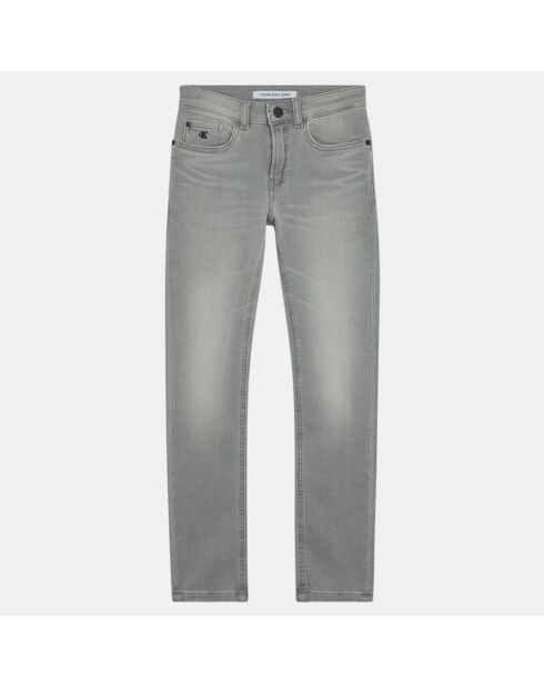 Jean en Coton Skinny ajusté délavé gris