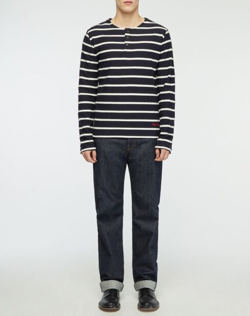 Pull tunisien Darek rayé bleu marine