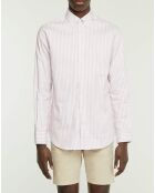 Chemise Slim Fit Biface à rayures rose