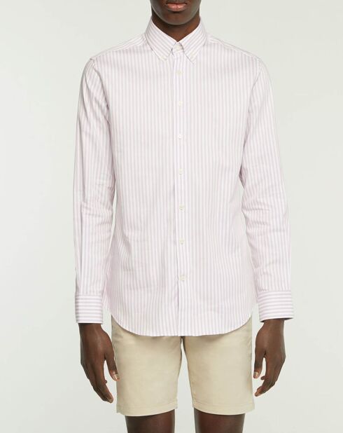 Chemise Slim Fit Biface à rayures rose