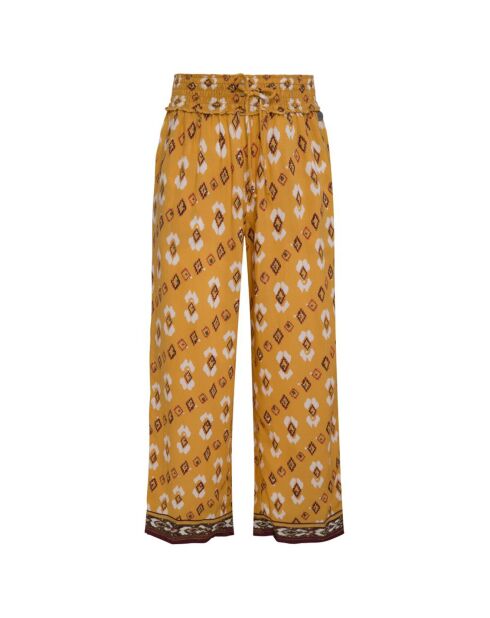 Pantalon fluide Fancy imprimé jaune foncé