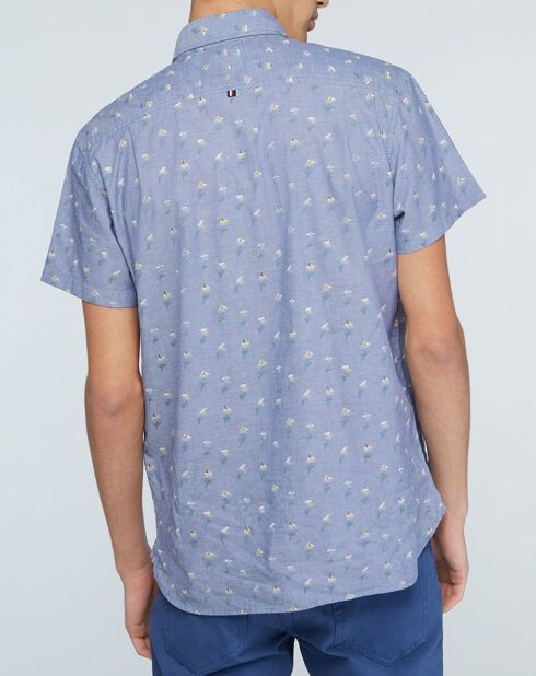 Chemise droite Churchill imprimée vélo bleu grisé