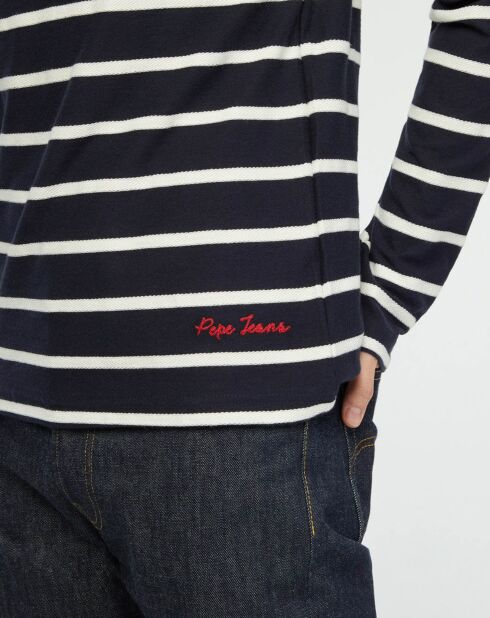 Pull tunisien Darek rayé bleu marine