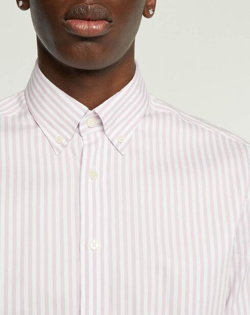 Chemise Slim Fit Biface à rayures rose