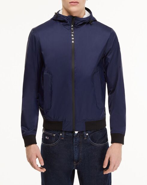 Blouson à capuche Zip bleu marine