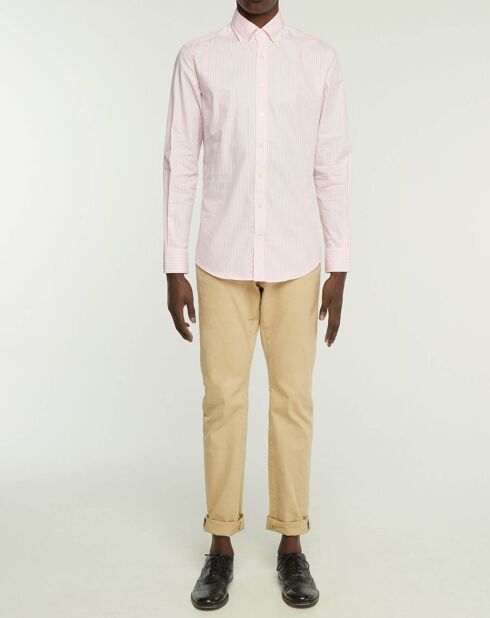 Chemise Slim Fit Strip Bat à rayures  rose