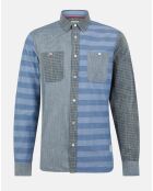 Chemise Regular Fit Tekao Patchwork bleue