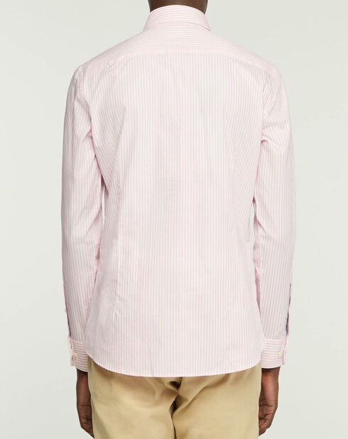 Chemise Slim Fit Strip Bat à rayures  rose