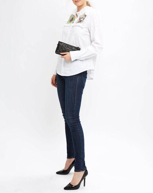 Portefeuille en Cuir d'Agneau Nina noir - 10.5x19x1 cm