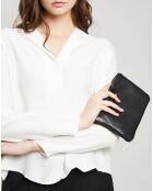 Pochette en Cuir d'Agneau Zoe noire - 20x14x3 cm