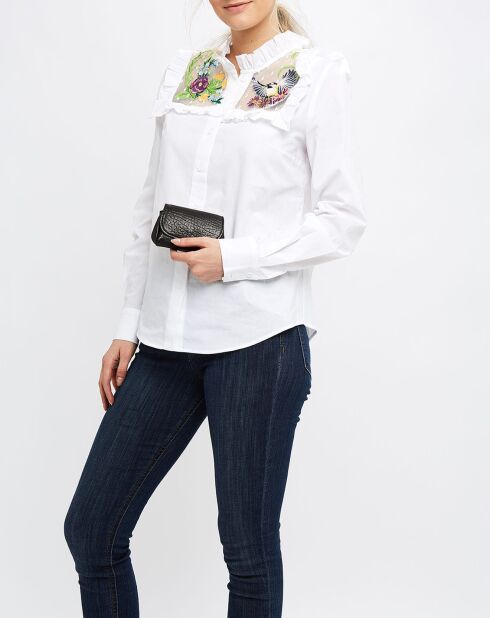 Cartera Friend de piel de cordero negra - 14x9 cm