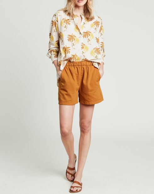 Blouse Cabane imprimée marron/jaune