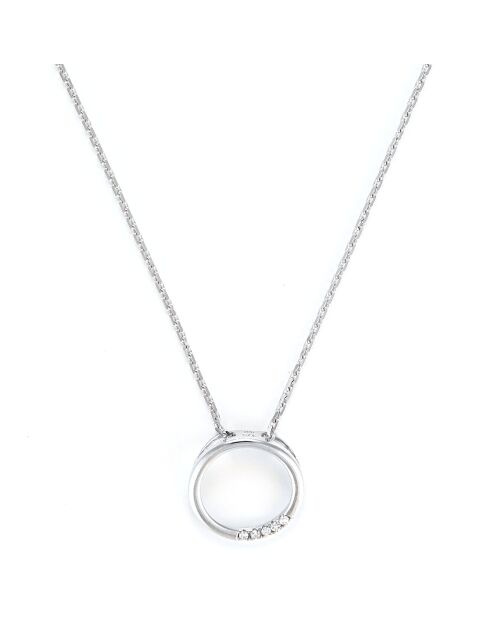 Pendentif Cercle Diamant 0.02 ct or blanc