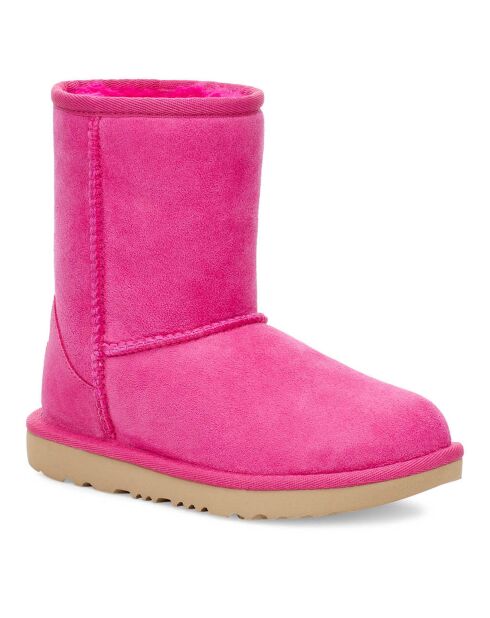 Boots fourrées Laine en Velours de Cuir Classic II fuchsia