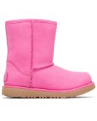 Boots fourrées Laine en Velours de Cuir Classic Weather Short roses