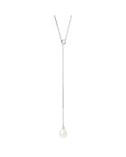 Collier Lasso Or Blanc Perle d'Eau Douce poire blanc naturel